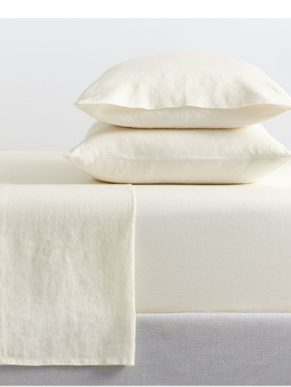 NEW Fieldcrest Luxury 100% Linen 4-Piece Queen Sheet Set Ivory